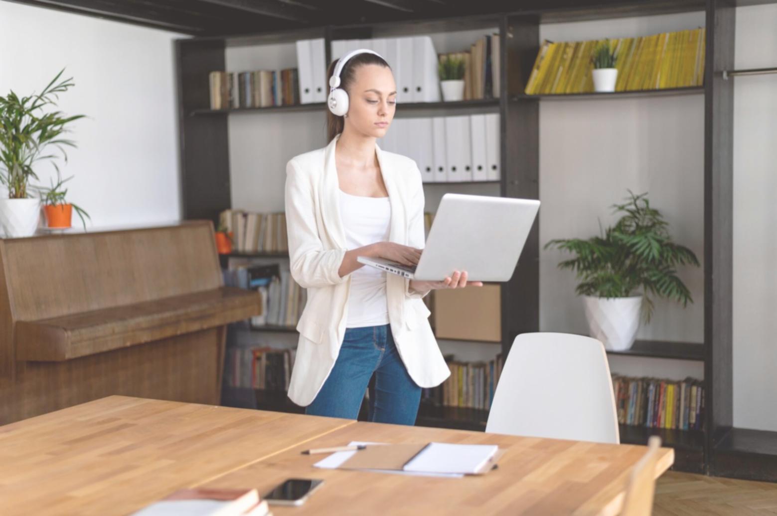 Professional business presentation in modern conference room