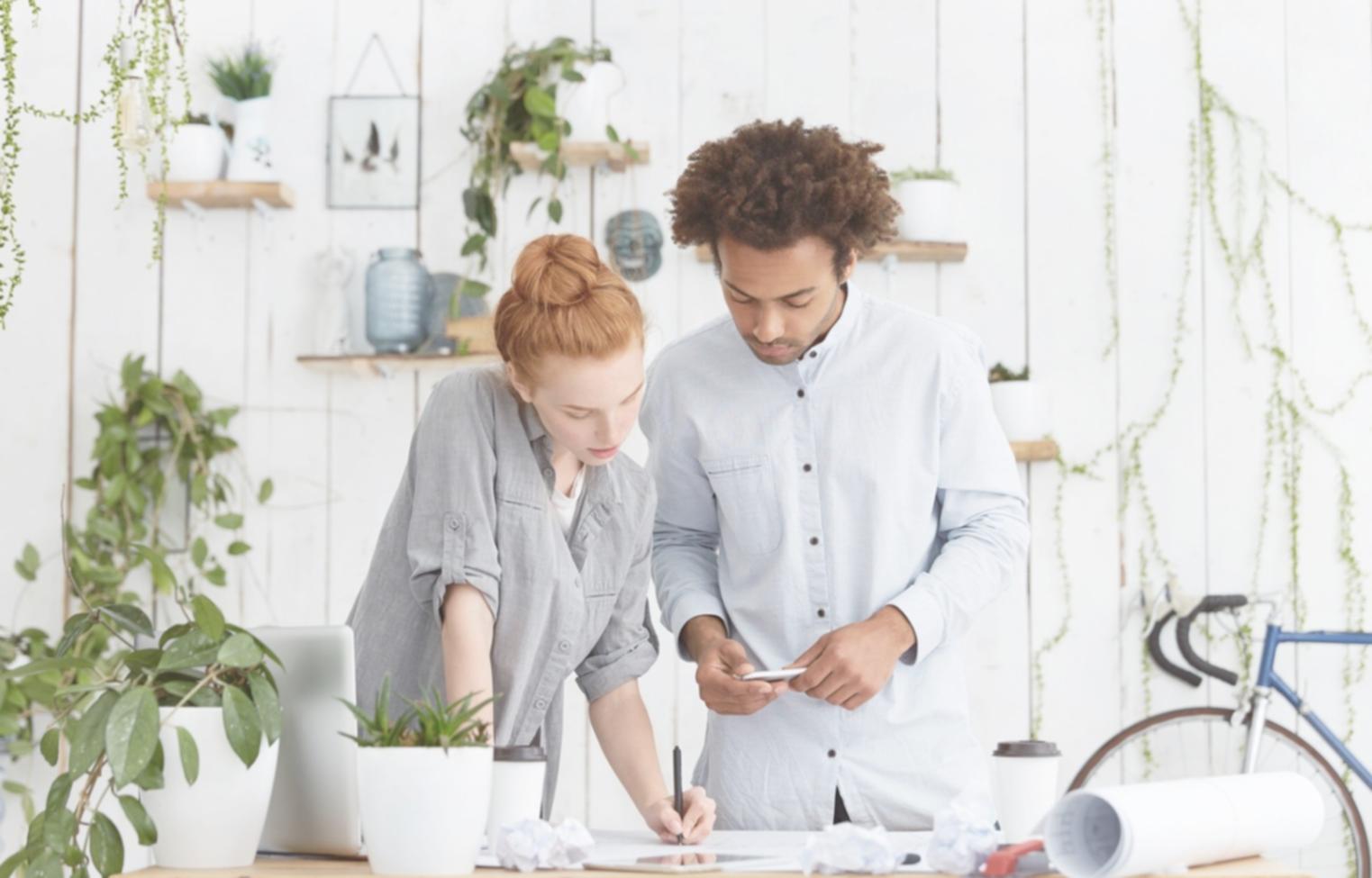 Modern budget presentation setup with interactive displays